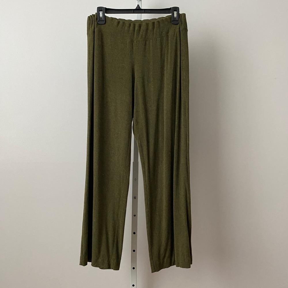 Eileen Fisher Relaxed Lagenlook Wide Leg Pull On Pant Medium Green Olive